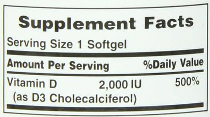 Nature's Bounty Vitamin D, Supports Immune 2000IU Vitamin D3, 150 150 Softgels ,150 Count 1)