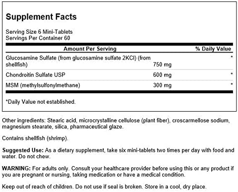 Swanson Mini-Tabs Glucosamine Chondroitin & Msm 750/600/300 Milligrams 360 Tabs
