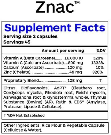 Zinc Immune Support Supplement with Vitamin 60 Vegetarian