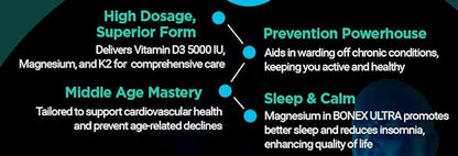 BONEX Ultra Supplement D3, Vitamin K2 (MK7) (MK7) & 60 Tablets 2 Month