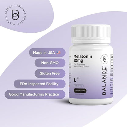 Melatonin 10mg, 100% Drug Free, Fast-Dissolve 120 Tablets
