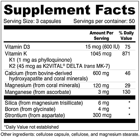 Daily Bone Xcel High Absorption Calcium K1, K2 K2 (150 (150 Capsules)