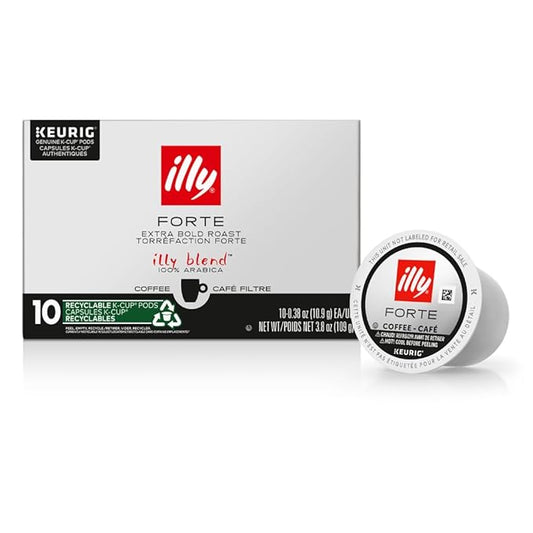 Illy Forte K Cup Coffee Pod, Bold And Intense, Extra Dark Roast Coffee K-Cups, Made With 100% Arabica Coffee, All-Natural, No Preservatives, Coffee Pods For Keurig Machines, 10 Count (Pack Of 1)