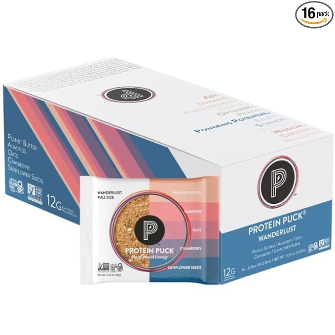 Protein Puck Plant Based Bars 12 grams 16 Count (1 Pack)