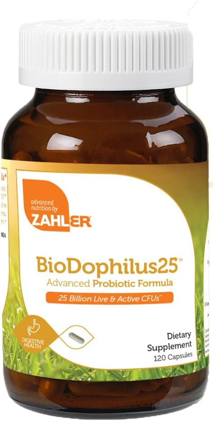 Advanced Nutrition by Zahler Probiotic Nutritional Supplement Capsules, Promotes Digestive Health, 25 Billion Live Culture Per Serving, Optimal Acidophilus for Women and Men, 120 Capsules