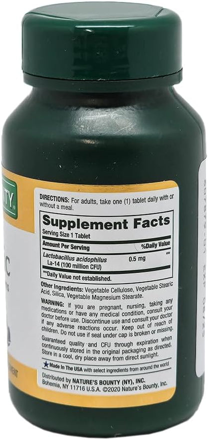 Nature's Bounty Probiotic Acidophilus Tablets, 120