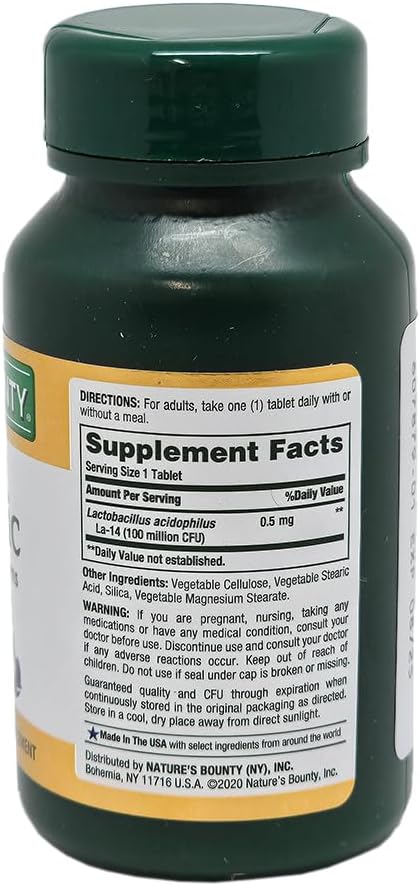 Nature's Bounty Probiotic Acidophilus Tablets, 120