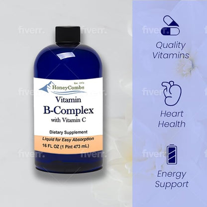 HoneyCombs Vitamin B Complex Drops – B1, B2, B2, B3, B3, B5, B5, B6, B6, B7, B7, B9, B9, B12 B12 & 16 Fl