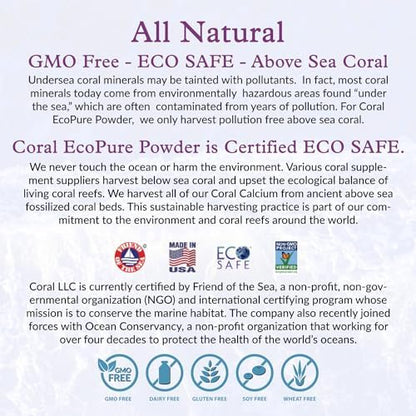 Coral Ecopure Powder, Coral Calcium Powder Supplement with Coral Minerals - 16 Ounces