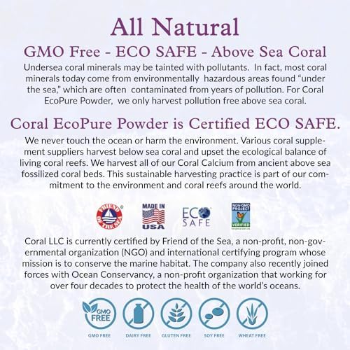 Coral Ecopure Powder, Coral Calcium Powder Supplement with Coral Minerals - 16 Ounces