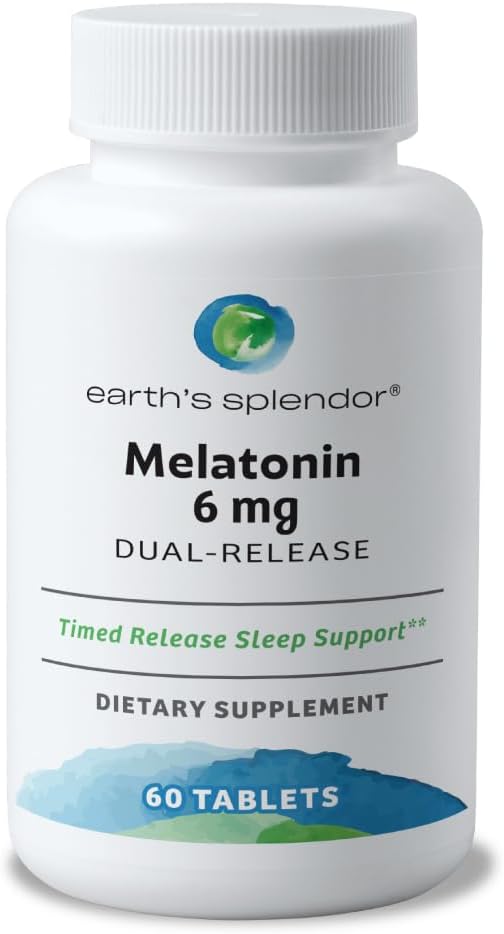Earth's Splendor Melatonin 6 MG Bilayer 60 Count 2 Month