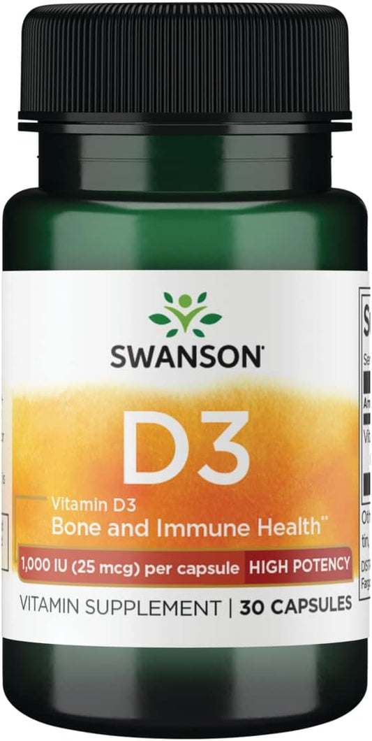 Swanson High Potency Vitamin D-3 1000 (25 mcg) 30 Capsules