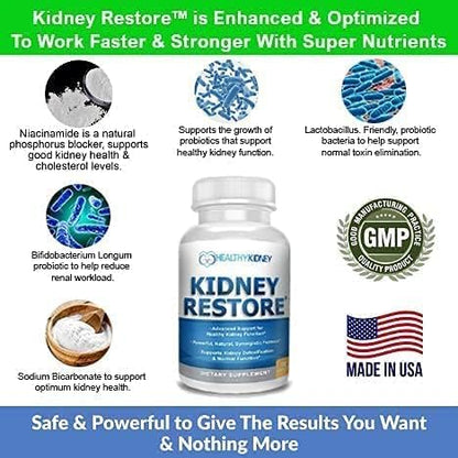 Kidney Restore Kidney Cleanse and Kidney Health Supplement to Support Normal Kidney Function, Vitamins for Kidney Health 60 caps - 2 Pack