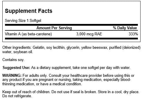 Swanson Beta-Carotene - Vitamin A Supplement (250 Softgels, 3000mcg Each)