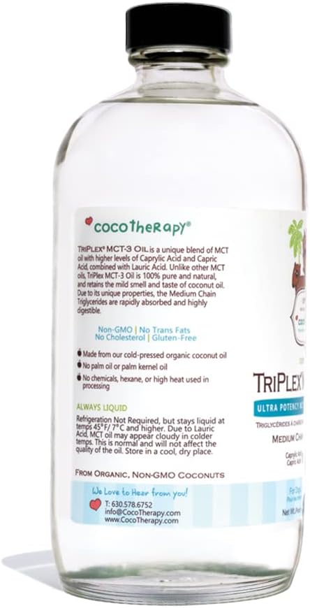 CocoTherapy Triplex MCT-3 Oil, Non-GMO, 100% Pure and Natural, 16 oz.