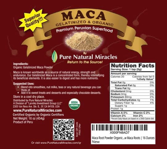 Maca Powder - Peruvian Maca Root 16 oz