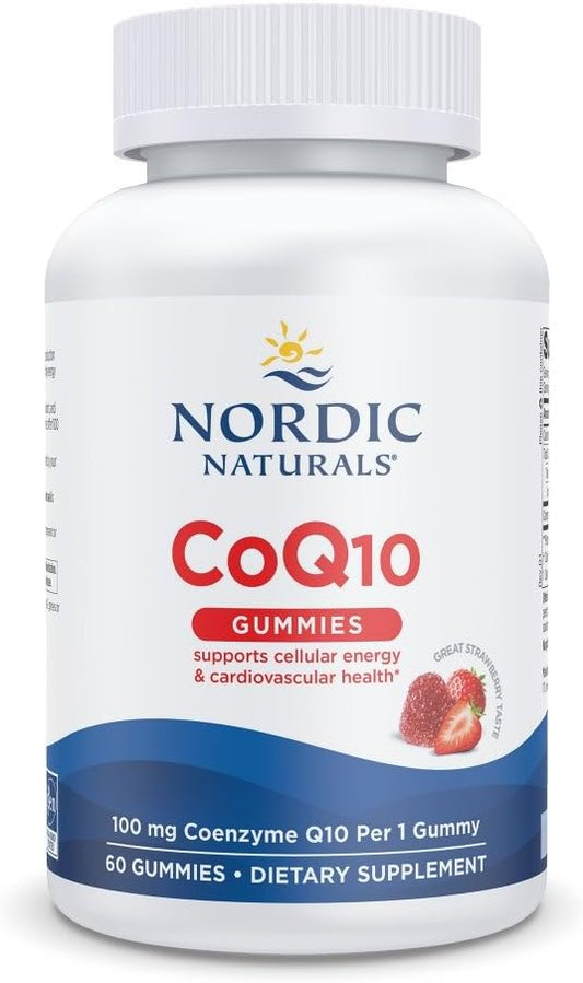 Nordic Naturals CoQ10 Gummies, Strawberry 60 Gummies 100 mg Q10 (CoQ10) (CoQ10) - 60 Servings