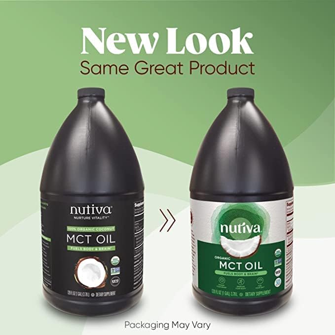 Nutiva Organic MCT Oil, 1 gallon, Unflavored for Coffee, Non-GMO made from Organic Coconuts, Keto Friendly, Best Oil Wellness Ketosis Supplement, 14g of C8 & C10 per serving