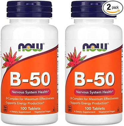 NOW Supplements, Vitamin B-50 mg, Energy 100 Tablets 2)
