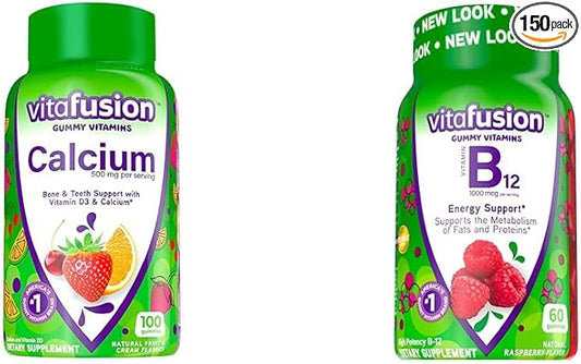 Vitafusion Chewable Calcium Gummy Vitamins B12 Gummy 100 Count 60 Count