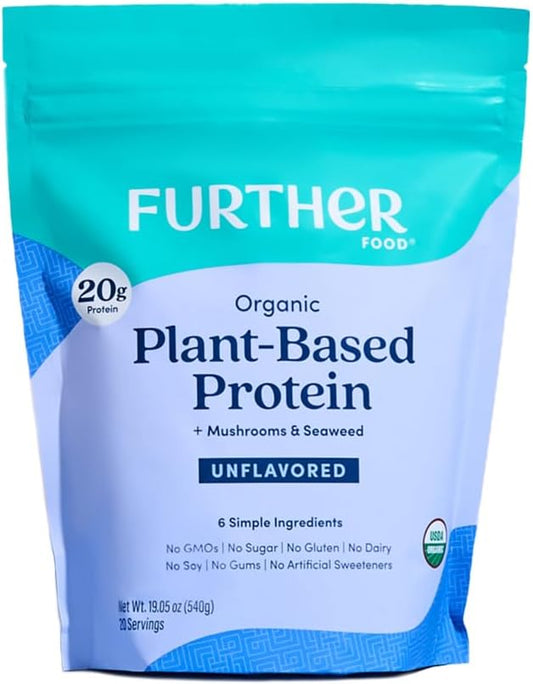 Further Food Organic Vegan Protein Powder Unflavored 20g of 19.05 Oz