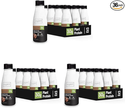 Soylent Chocolate High Protein Shake, 30g Complete Protein, Vegan, Dairy Free and 0g Sugar, Ready to Drink Protein Drinks, 11 Oz, 36 Pack