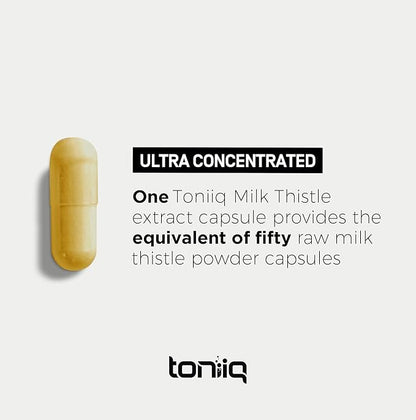 Toniiq 50,000mg 50x Concentrated Milk Thistle Extract 1000mg Per 80% Silymarin 240 Vegetarian