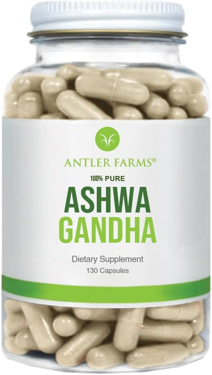 Antler Farms - 100% Pure Organic 130 Capsules, 1200mg – 5% withanolides,