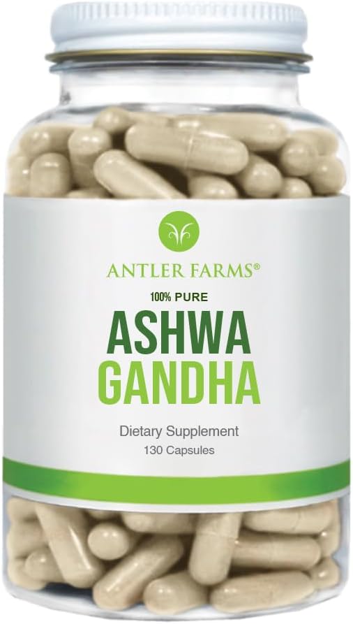 Antler Farms - 100% Pure Organic 130 Capsules, 1200mg – 5% withanolides,