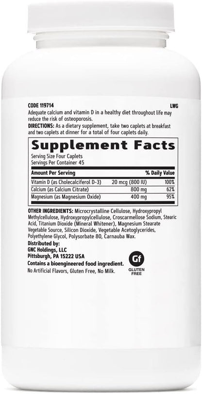 GNC Calcium Citrate Plus Magnesium & D-3 800mg 800mg | 180 Count