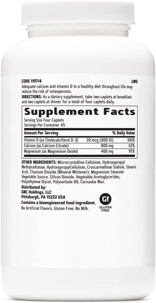 GNC Calcium Citrate Plus Magnesium & D-3 800mg 800mg | 180 Count