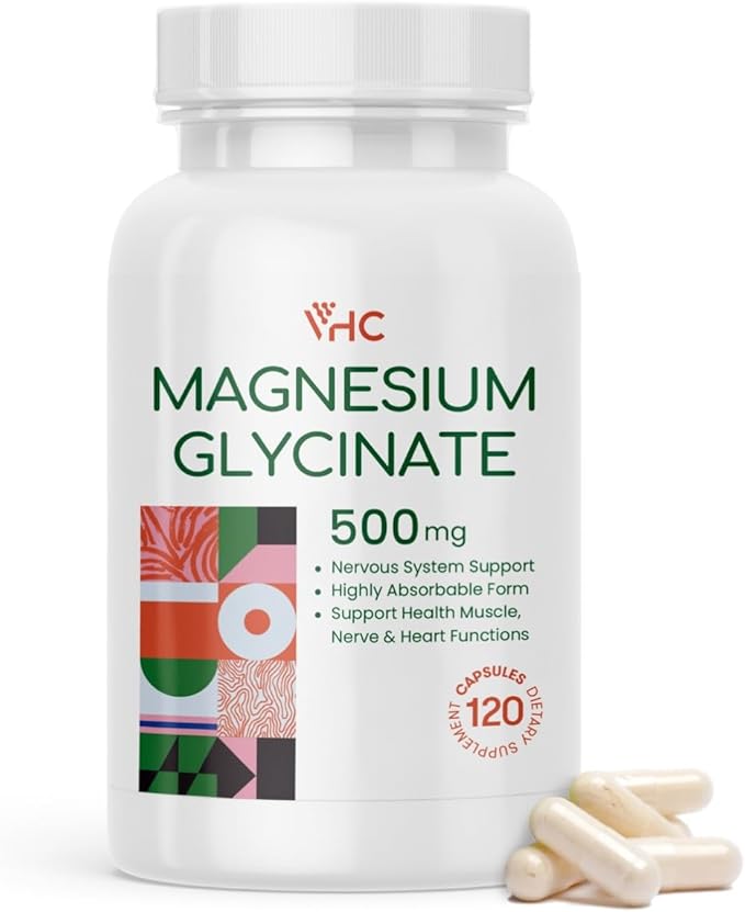 Magnesium Glycinate 500mg Supplement Capsules, Chelated 120 Veggie