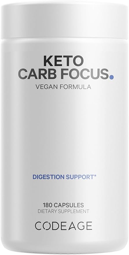 Codeage Keto Carb, White Kidney Bean, Green Tea & Cinnamon Bark Supplement, Triple Action Keto Cheat Vegan Pills, Ketogenic, Low Carb Diet Sugar, 3 Months Supply, Non-GMO, Gluten-Free, 180 Capsules