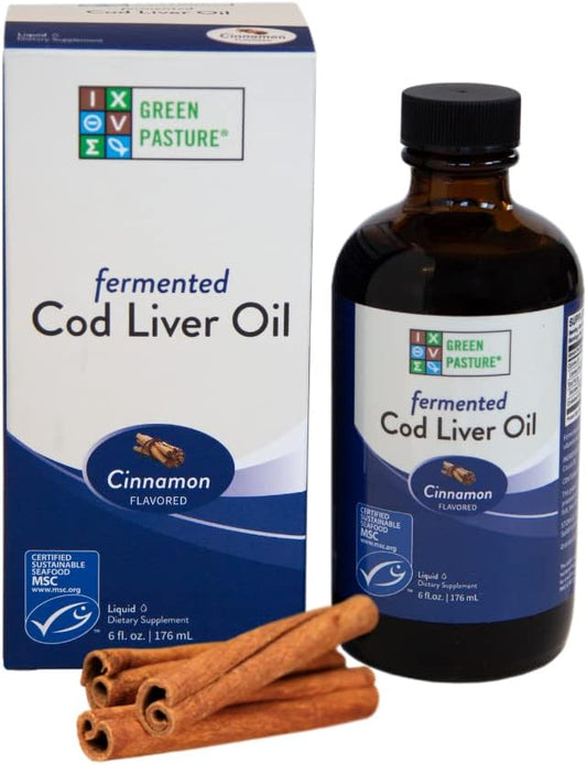 Green Pasture - Fermented Cod Liver 6 fl. 3 Omega 6 Omega 9 (6oz (6oz Cinnamon)