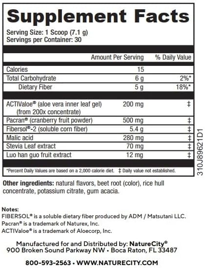 Aloe-Cran Sugar Free Drink Mix Supplement| 60 Servings