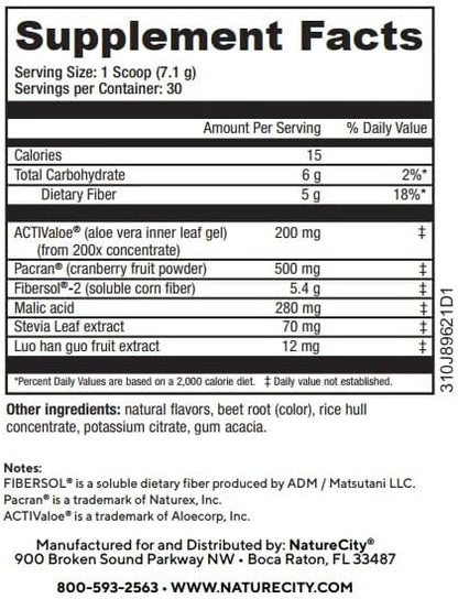 Aloe-Cran Sugar Free Drink Mix Supplement| 60 Servings