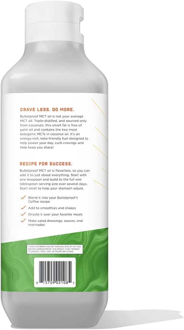 Bulletproof XCT MCT Oil Made with C10 and C8 MCT Oil, 32 Oz, Amplifies Energy, Keto Friendly