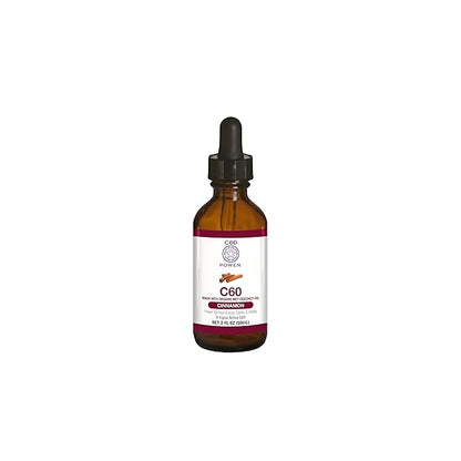 C60 Power Cinnamon Flavored C60 MCT Coconut Oil - Organic Cold-Pressed Coconut Oil - 99.99% Pure C60 Carbon Fullerenes - Boost Energy & Mental Focus (2oz)