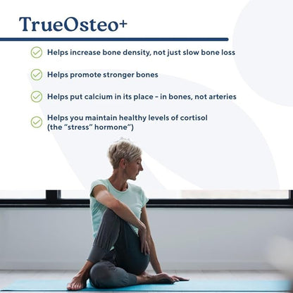 True-Osteo+ Plant-Based Supplement for Bone Strength D3, Vitamin K2, Silicon, (240 Veggie
