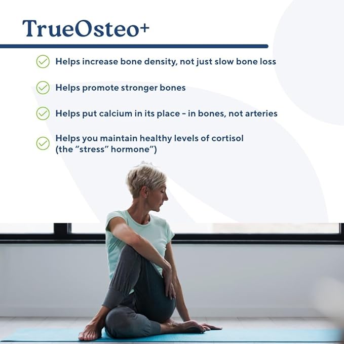 True-Osteo+ Plant-Based Supplement for Bone Strength D3, Vitamin K2, Silicon, (120 Veggie
