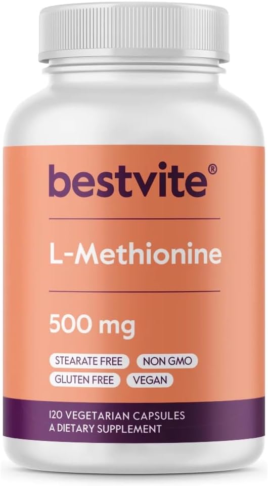 BESTVITE L-Methionine 500mg (120 Vegetarian Capsules)