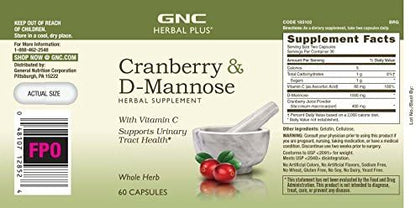 GNC Herbal Plus Cranberry D-Mannose, 60 capsules