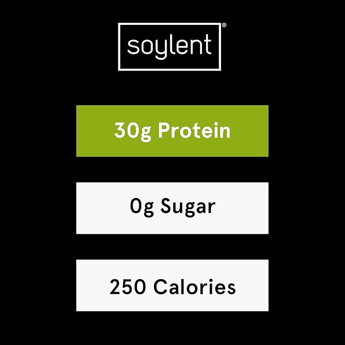 Soylent Complete Protein Shake, Chocolate, 30g Protein, Vegan, Dairy Free and 0g Sugar, Ready to Drink Protein Drinks, 11oz (4 Pack)