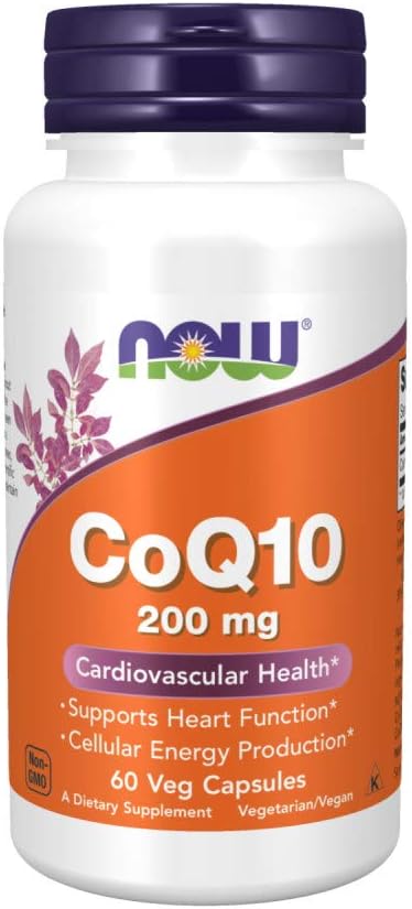 NOW Supplements, CoQ10 (Coenzyme Q10) 200 60 Veg Papain,180 Capsules
