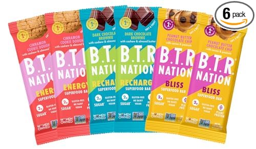 B.T.R. Bar Superfood Keto Protein Bars, Plant Based Vegan Protein, Low Carb Food, Low Calorie, Gluten Free, No Sugar Alcohols, Boosted with Superfoods - (Sampler Pack)