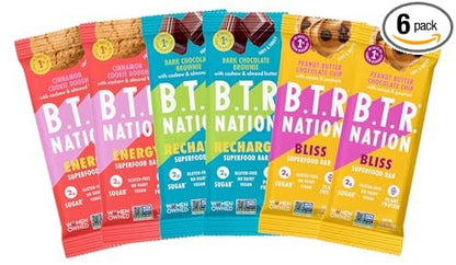 B.T.R. Bar Superfood Keto Protein Bars, Plant Based Vegan Protein, Low Carb Food, Low Calorie, Gluten Free, No Sugar Alcohols, Boosted with Superfoods - (Sampler Pack)