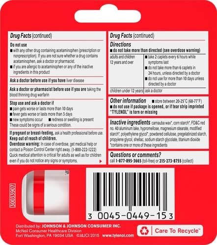 Tylenol Extra Strength Caplets with 500 10 ct
