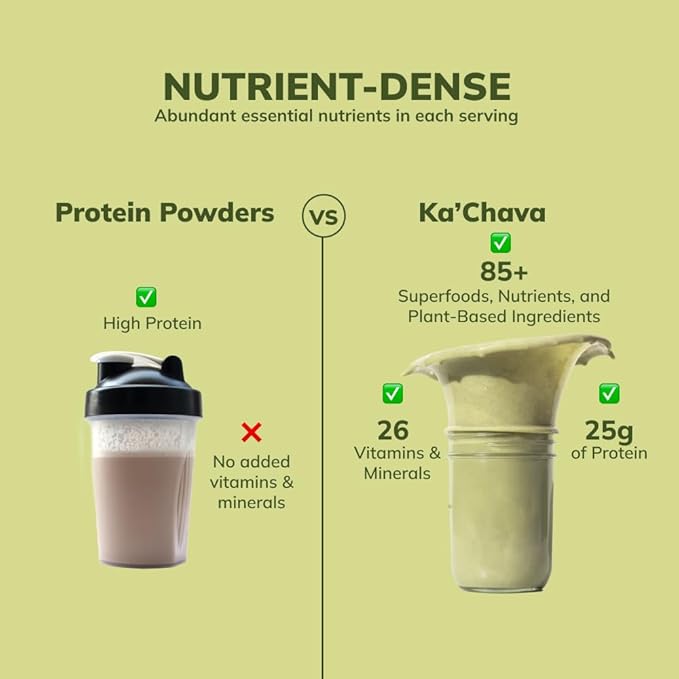 Ka’Chava All-In-One Nutrition Shake Blend, Matcha, 85+ Superfoods, 26 Vitamins 25g Plant-Based 2lb