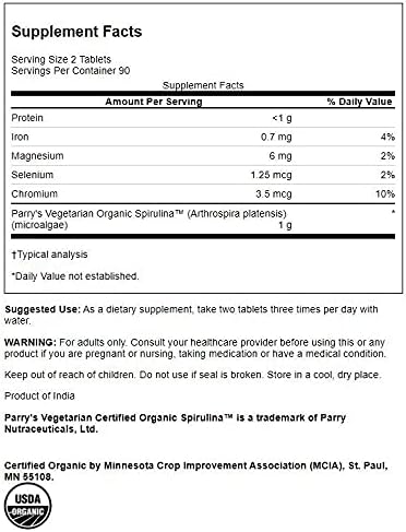 Swanson Certified Organic Spirulina 500 mg 180 Tabs 4 Pack