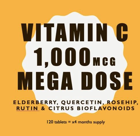 Immunity Vitamin C 1000mg with Elderberry, 4 Months 120 Tablets